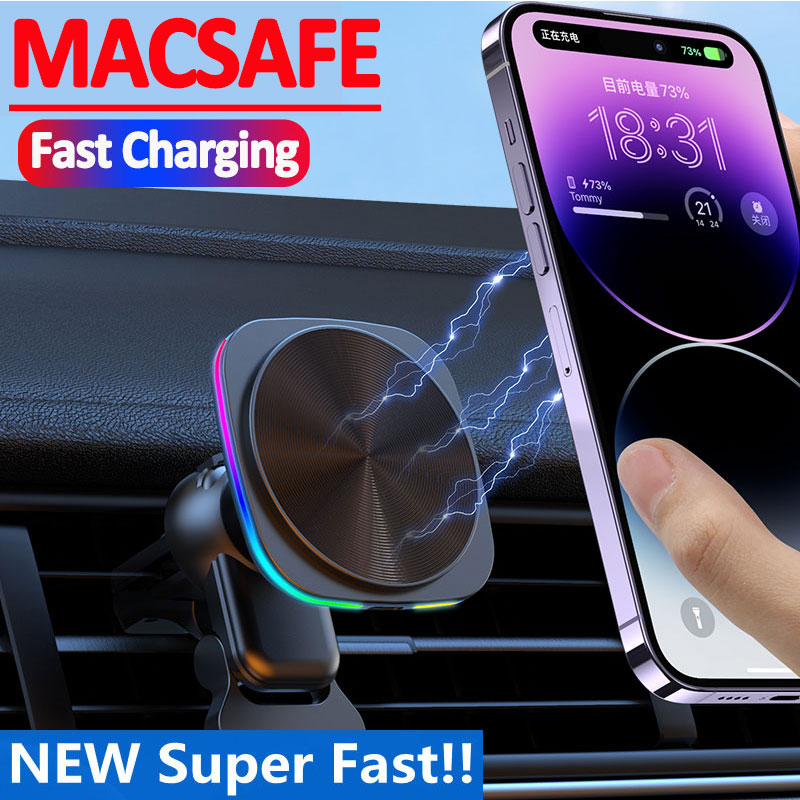 Magnetic Phone Holder For Car Vent - Auto-oplader met magnetische draadloze oplader, telefoonhouder
