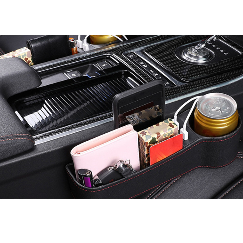 Seat Gap Filler Organizer With Usb Charger - Opbergbox voor autostoelopening, zwart, universele opbergvakken,