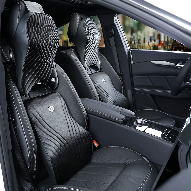 Memory Foam Car Neck Pillow Lumbar Support - Traagschuim Auto Kussenset Premium Stoel Lumbale