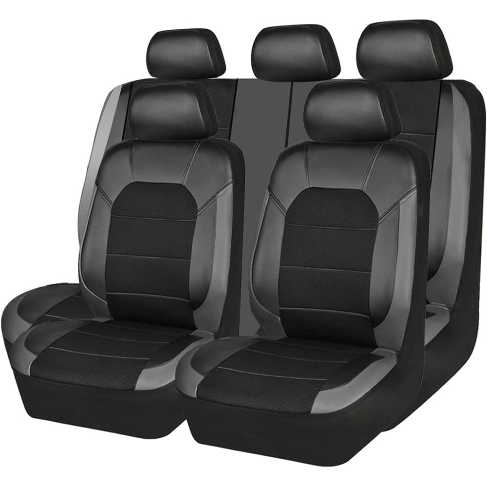Leather Car Seat Covers Full Set Universal - 9-delig/set autostoelhoes auto leer ademende stof