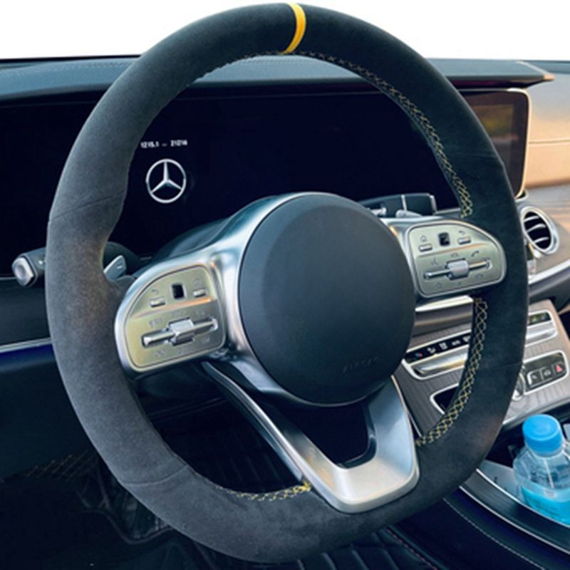 Car Steering Wheel Cover Anti Slip Breathable - Antislip Zwart Suède Gevlochten Auto Stuurhoes