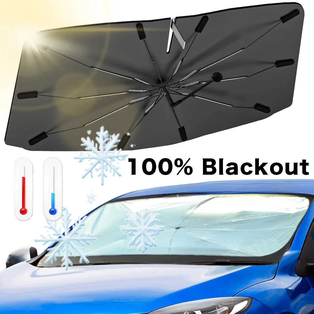 Car Sunshade Windshield Umbrella Foldable - Multifunctionele, handige opvouwbare autozonneschermen, interieurbescherming, accessoire,