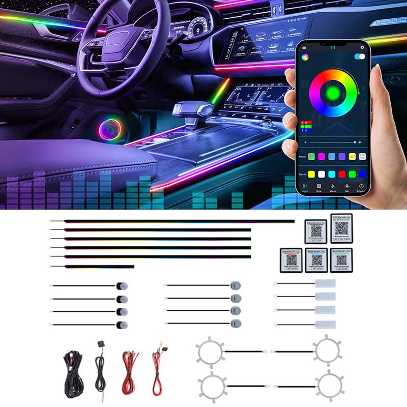 Led Ambient Interior Car Lights App Control - 22-in-1 Dream Color RGB Dynamische Auto-Interieurverlichting