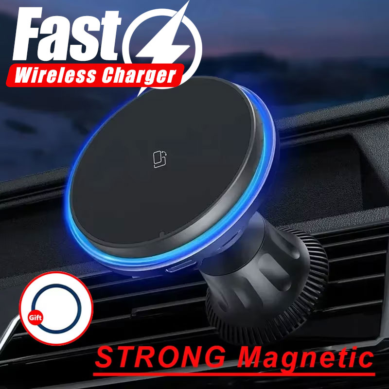Wireless Car Charger Mount Fast Charging - LED/RGB Magnetische Auto Draadloze Oplader Voor