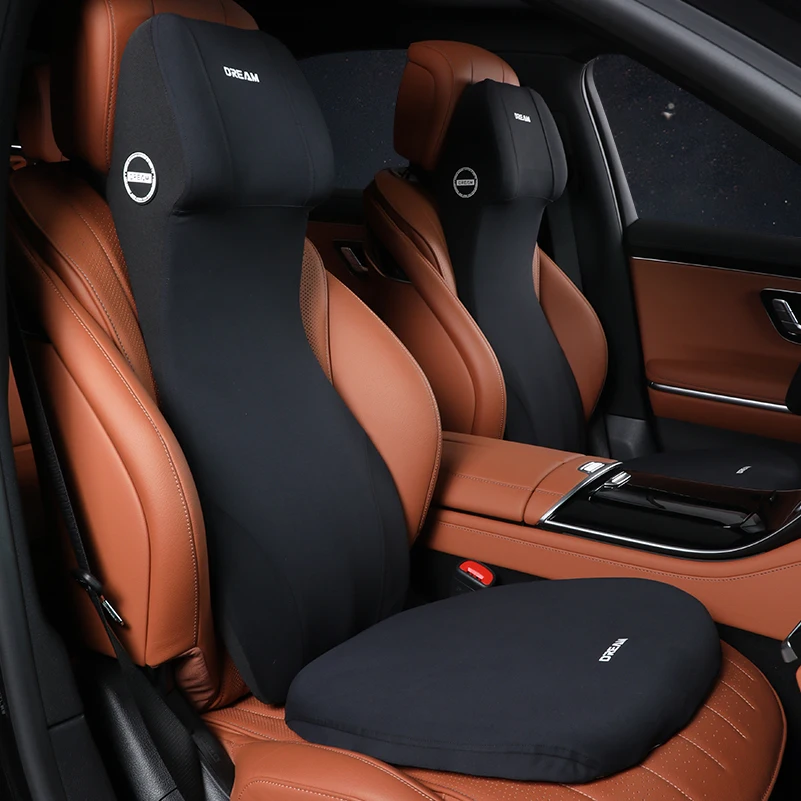 Memory Foam Car Neck Pillow Lumbar Support - Geïntegreerde auto lendensteun hoofdsteun nekkussen ondersteuning
