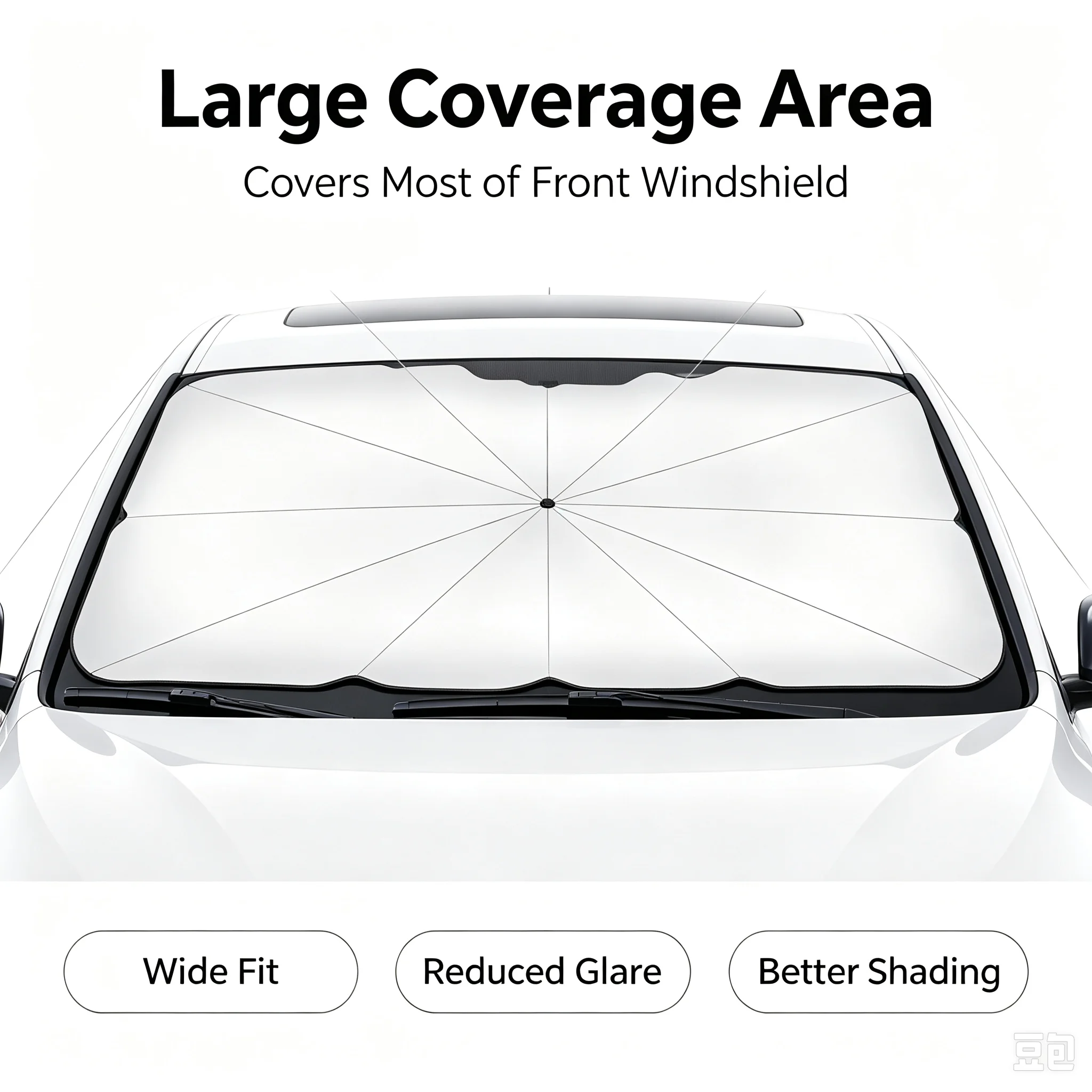 Car Sunshade Windshield Umbrella Foldable - Opvouwbare autozonnescherm paraplu, zilverkleurige lijm UV-bescherming