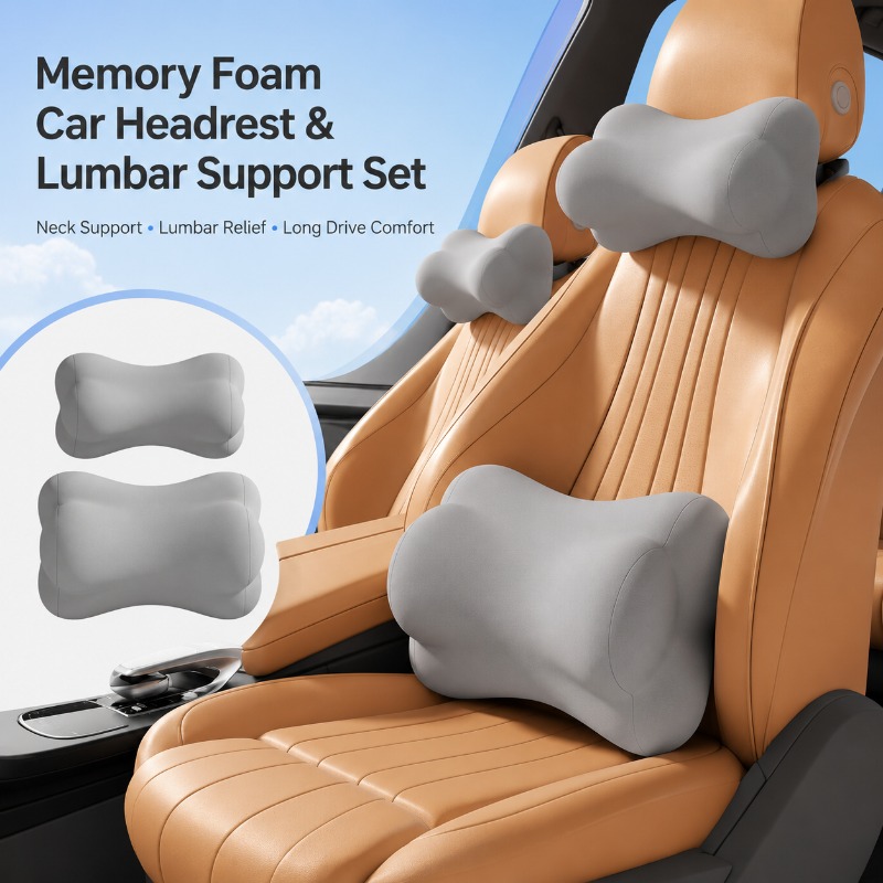 Memory Foam Car Neck Pillow Lumbar Support - Memory Foam Auto Hoofdsteun Kussen Lumbaire