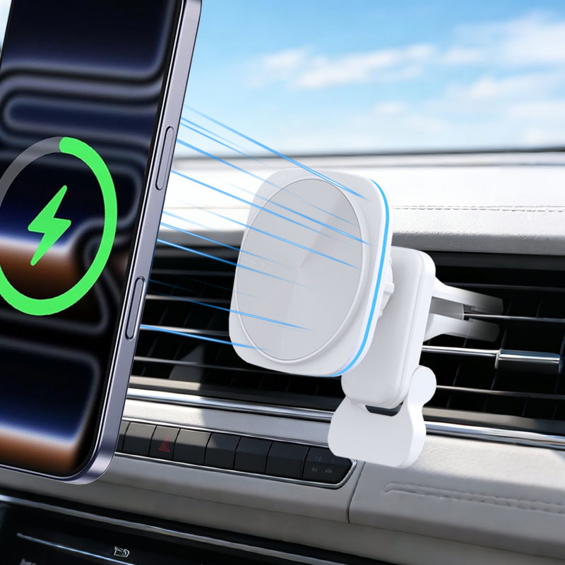 Magnetic Phone Holder For Car Vent - 15W Magnetische Draadloze Autolader met LED-luchtventilatieklem