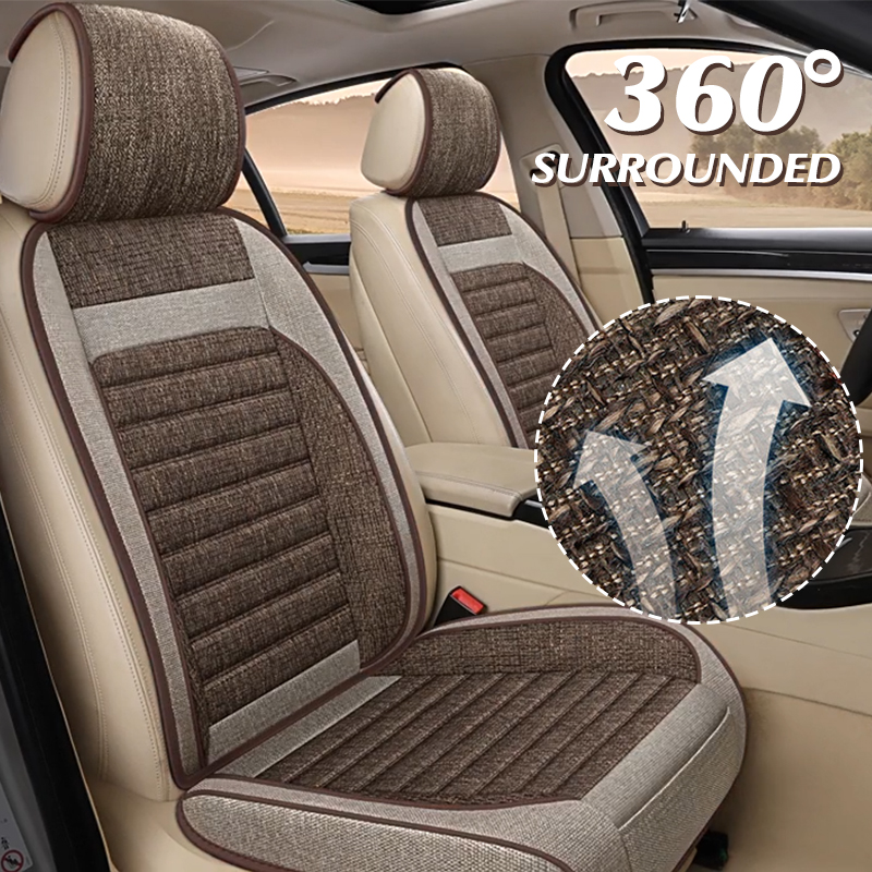 Leather Car Seat Covers Full Set Universal - Universele Linnen Volledige Set Autostoelhoezen 360