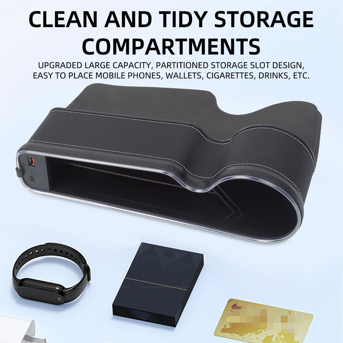 Autostoel kierenopvuller met b - Seat Gap Filler Organizer With Usb Charger recensie en prijs