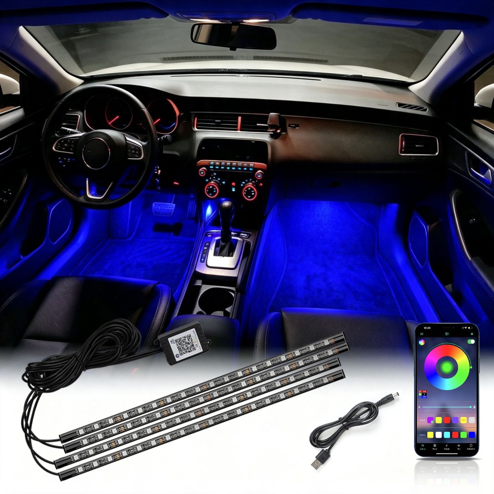 Multi-mode RGB Neon auto-inter - Led Ambient Interior Car Lights App Control recensie en prijs
