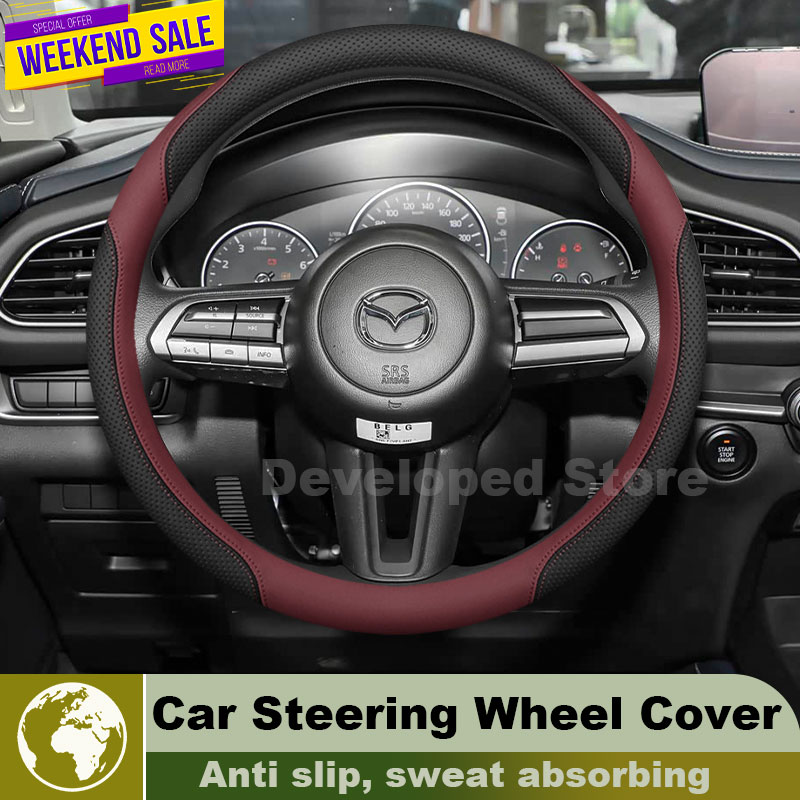 Lederen auto stuurwielhoes voo - Car Steering Wheel Cover Anti Slip Breathable recensie en prijs