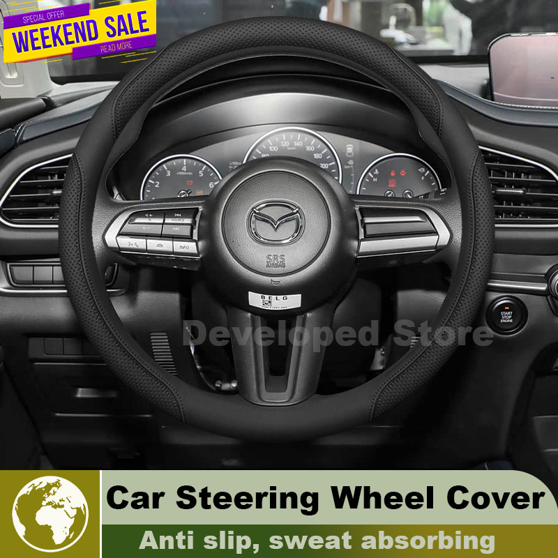 Lederen auto stuurwielhoes voo - Car Steering Wheel Cover Anti Slip Breathable recensie en prijs