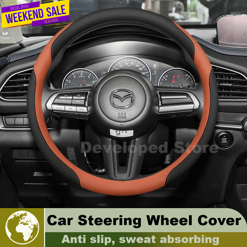 Lederen auto stuurwielhoes voo - Car Steering Wheel Cover Anti Slip Breathable recensie en prijs