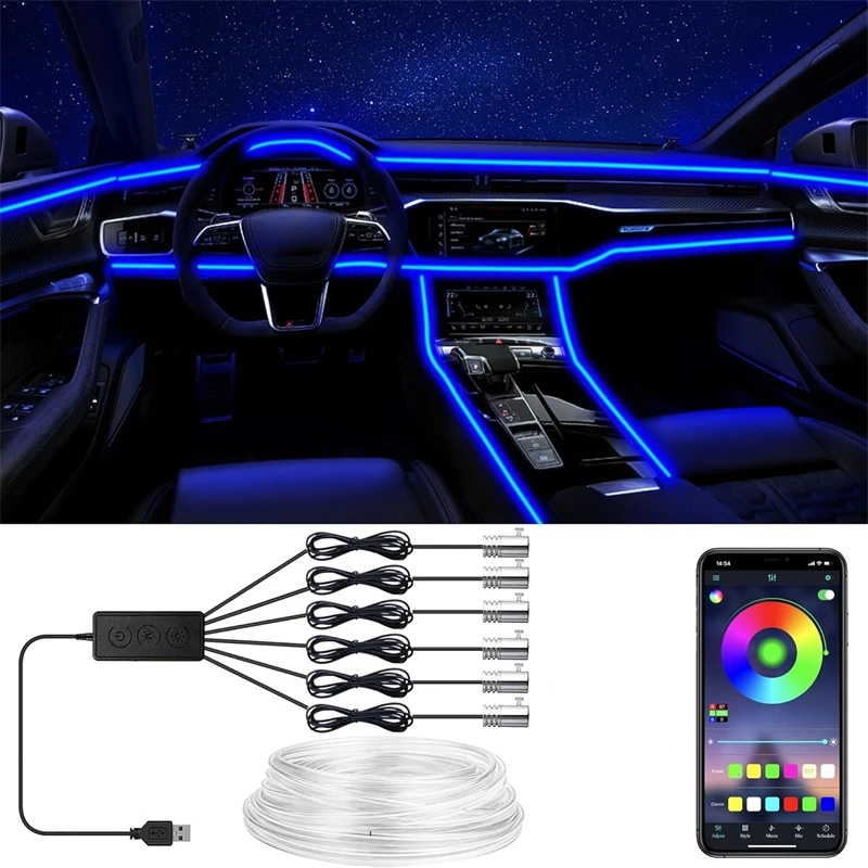 Flexibele EL-draadverlichting  - Led Ambient Interior Car Lights App Control recensie en prijs