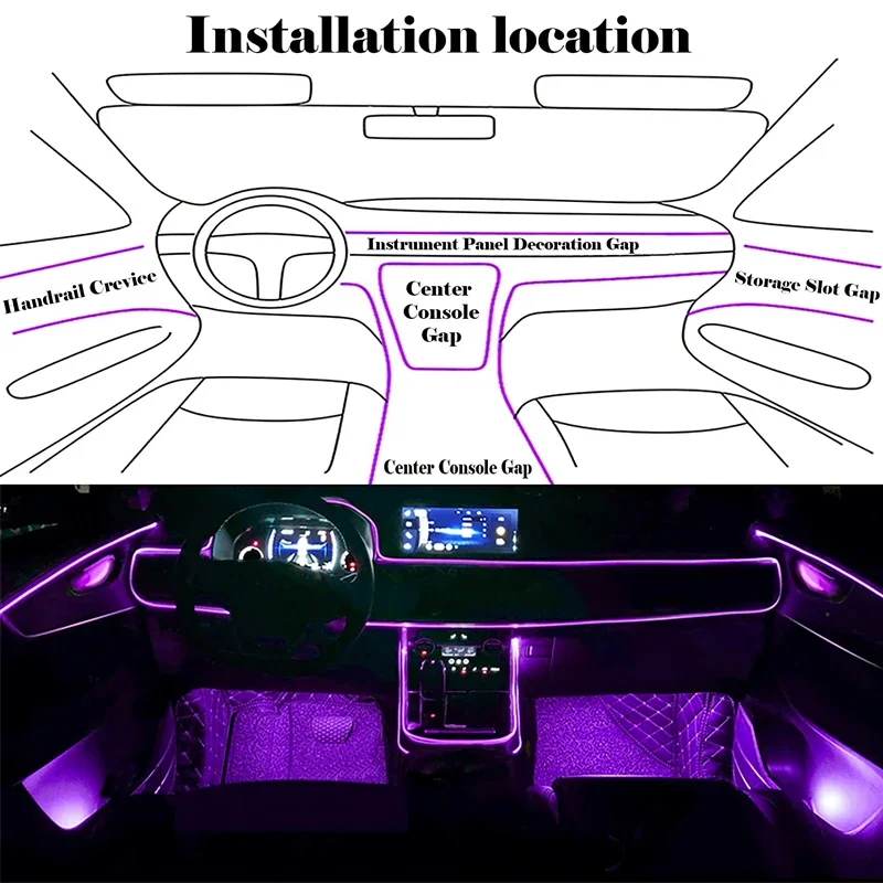 Flexibele EL-draadverlichting  - Led Ambient Interior Car Lights App Control recensie en prijs
