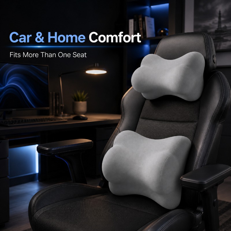 Universeel hoofdsteunkussen vo - Memory Foam Car Neck Pillow Lumbar Support recensie en prijs