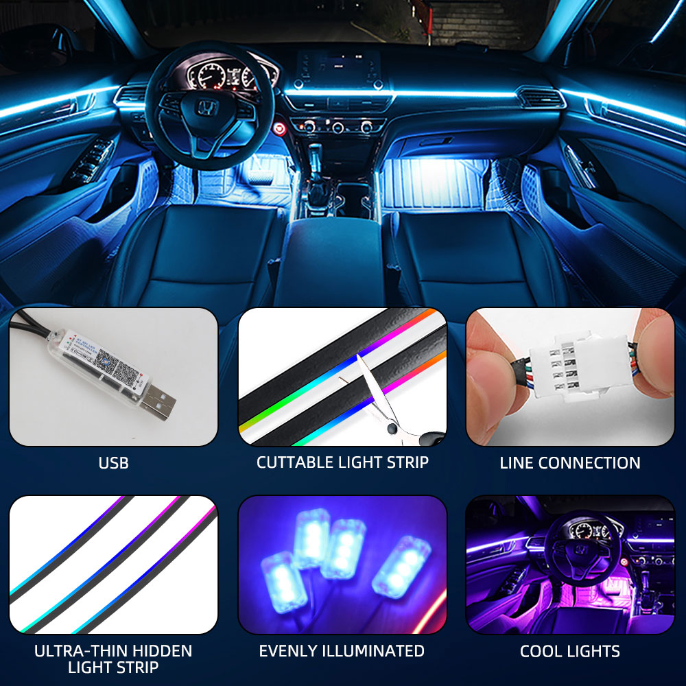 Universele Symfonie Auto Omgev - Led Ambient Interior Car Lights App Control recensie en prijs