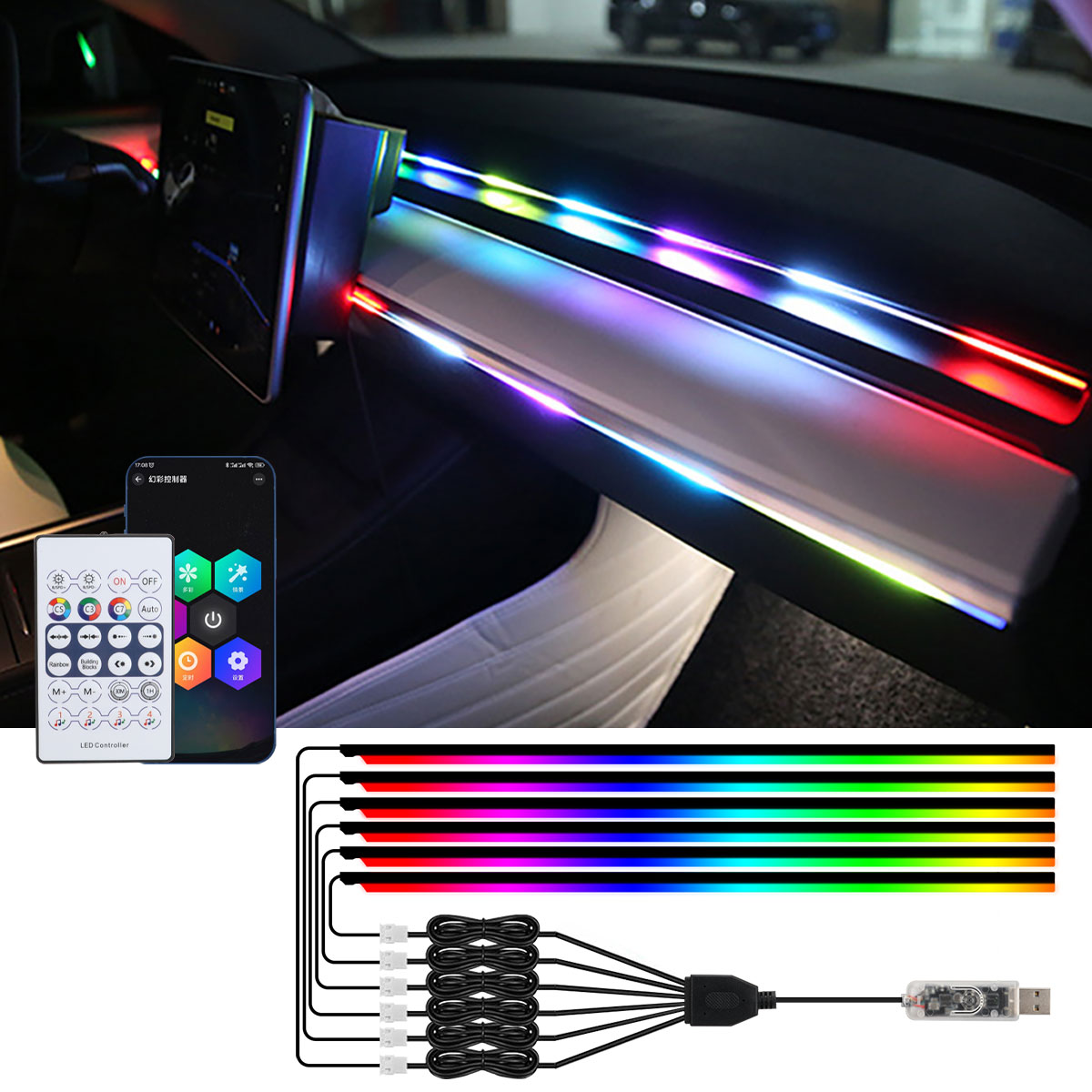 6/10 in 1 Auto Led Omgevingsve - Led Ambient Interior Car Lights App Control recensie en prijs
