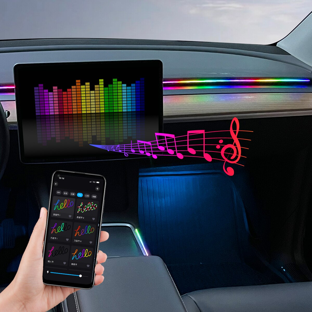 Auto USB 64 Kleuren Acrylstrip - Led Ambient Interior Car Lights App Control recensie en prijs
