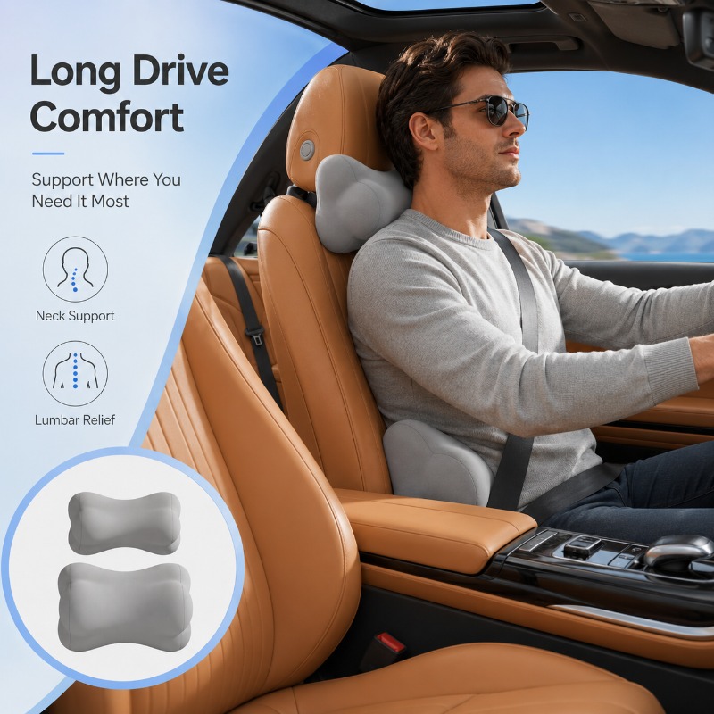Memory Foam Auto Hoofdsteun Ku - Memory Foam Car Neck Pillow Lumbar Support recensie en prijs