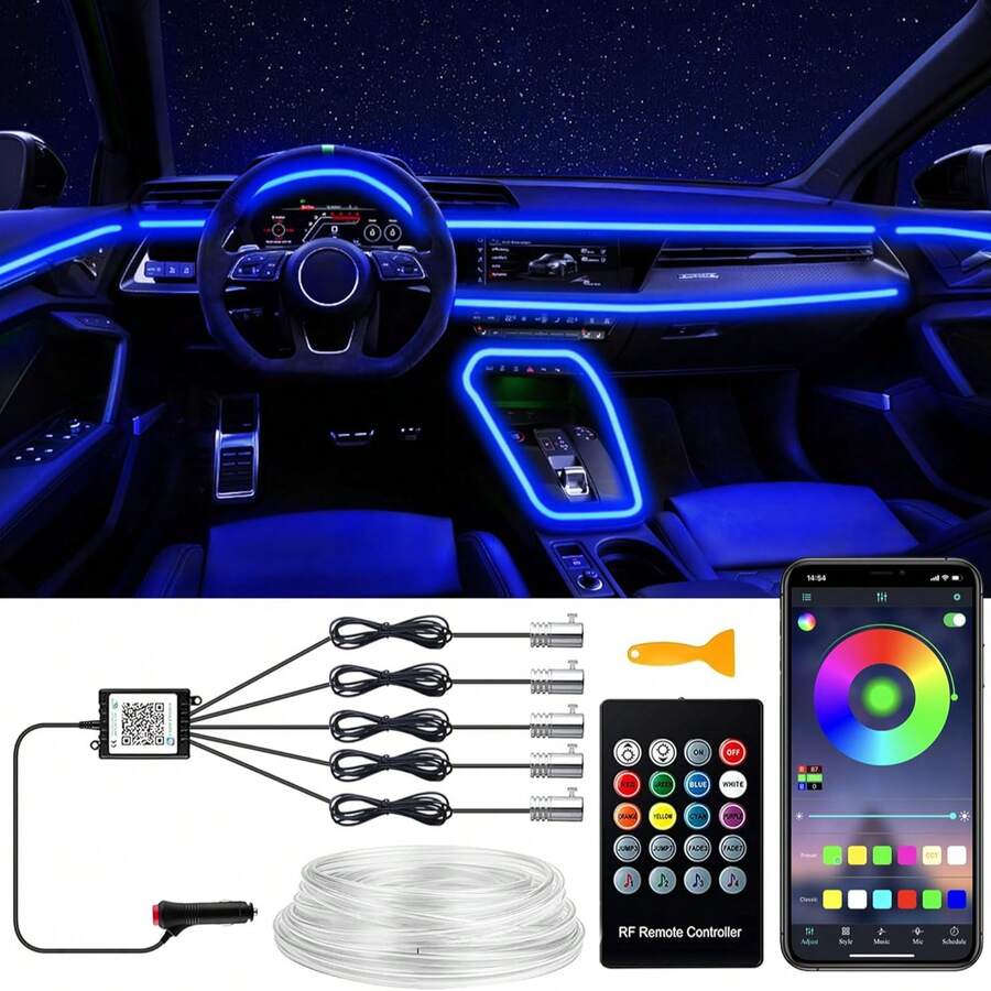 RGB 5-in-1 sfeerverlichtingsse - Led Ambient Interior Car Lights App Control recensie en prijs