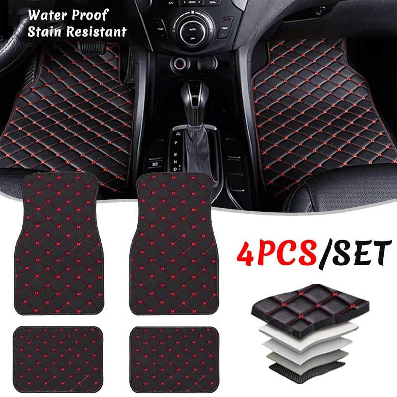 Auto Vloermatten 4 STKS Univer - Car Floor Mats Universal Waterproof Leather recensie en prijs